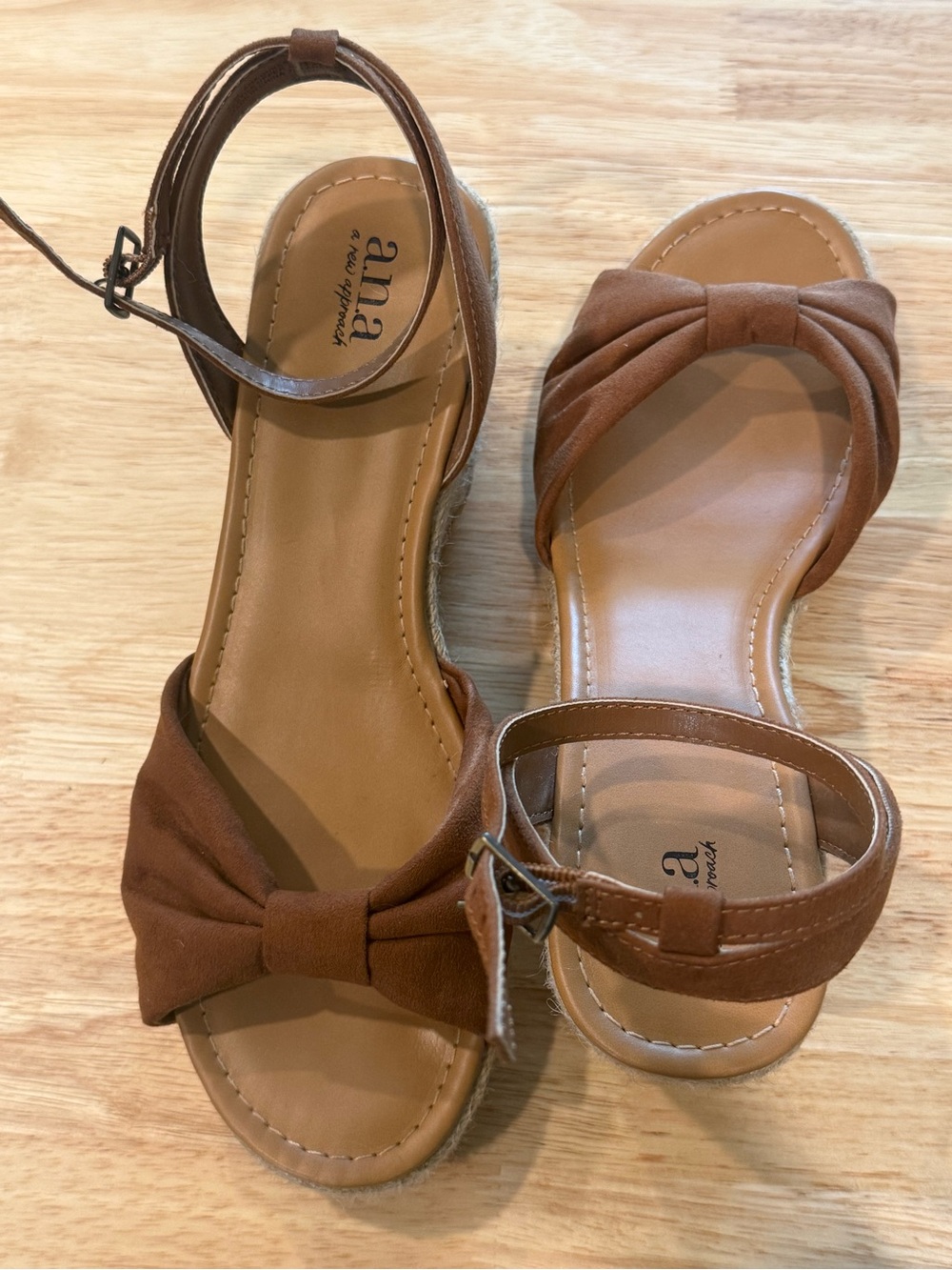 a.n.a Tan Bow Ankle-Strap Espadrille Sandals